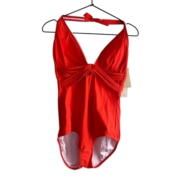 New! Profile by Gottex Tango Deep V Halter One Piece Swimsuit - Picture 3 of 6